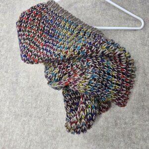 Hoodie Loop Scarf Multicolor Polyester Acrylic Blend One Size Knit Versatile